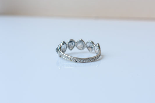 Rutilated quartz eternity band ring in 925 silver