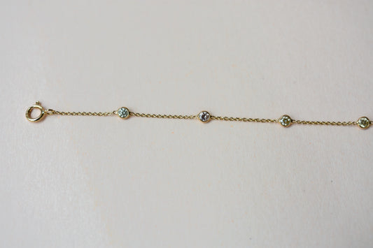 18K gold diamonds-by-the-yard bracelet with bezel-set round diamonds