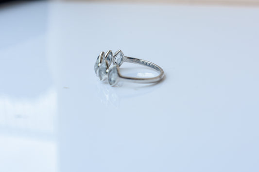 Marquise-cut rutilated quartz eternity ring in 925 silver
