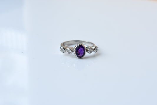 Amethyst five stone ring in 925 silver