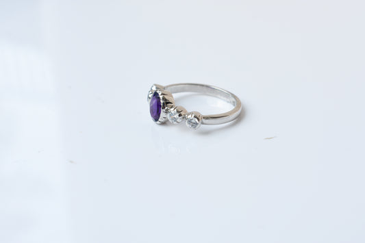Amethyst five stone ring in 925 silver