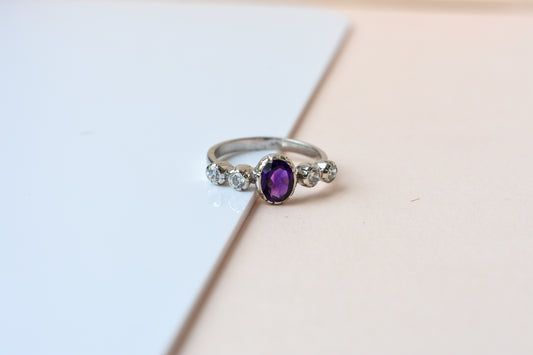 Amethyst five stone ring in 925 silver