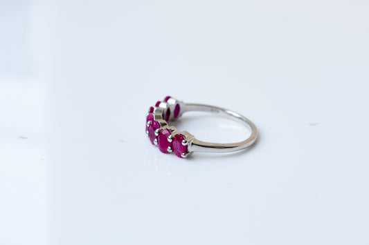 Ruby seven stone row ring in 925 silver