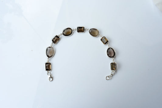 Smoky quartz bezel bracelet in 925 silver
