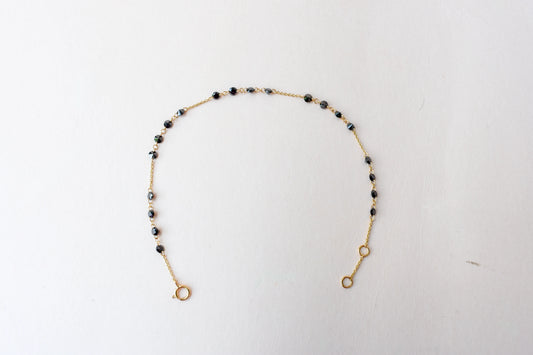 18K gold bracelet with clustered black diamond beads