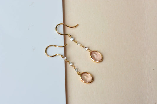18K gold drop earrings with morganite an