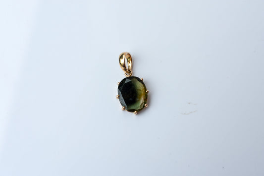 10K gold pendant with oval bi-color tourmaline