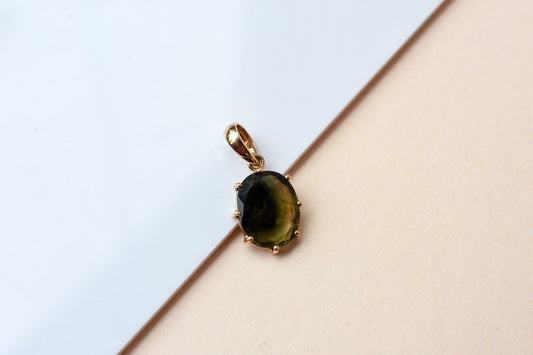 10K gold pendant with oval bi-color tourmaline