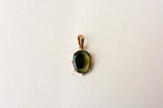 10K gold pendant with oval bi-color tourmaline