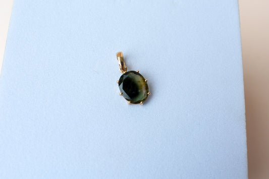 10K gold pendant with oval bi-color tourmaline