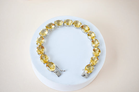 Citrine link bracelet with rounded gemstone links set in 925 silver