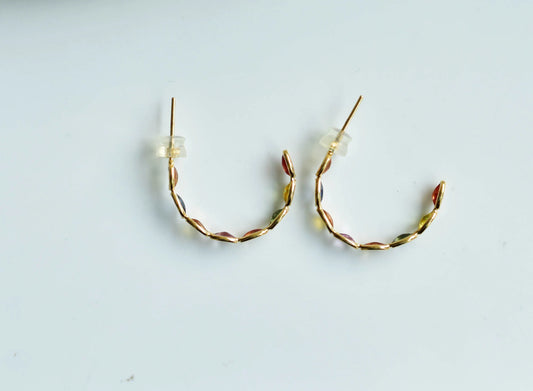 18K gold hoop earrings with marquise-cut multicolour sapphires