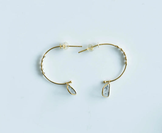 18K gold hoop earrings with diamond and diamond polki accents