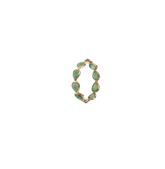 18K gold eternity ring with alternating pear-cut emeralds