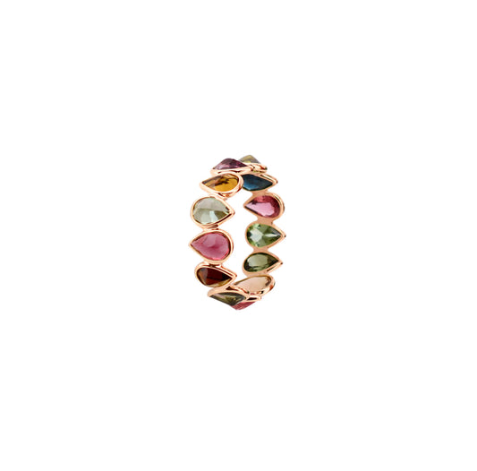 18K gold eternity ring with multicolor pear-cut tourmaline stones