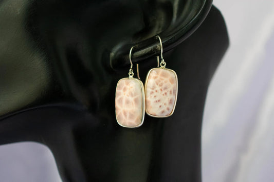 Pink Opal Drop Earrings in 925 Silver – Handmade Everyday Fine Jewelry