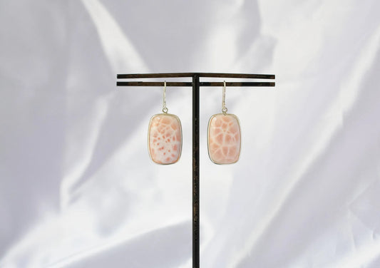 Pink Opal Drop Earrings in 925 Silver – Handmade Everyday Fine Jewelry
