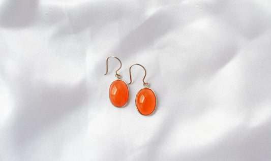 Carnelian Oval Drop Earrings in 925 Silver – Handmade Everyday Gemstone Jewelry
