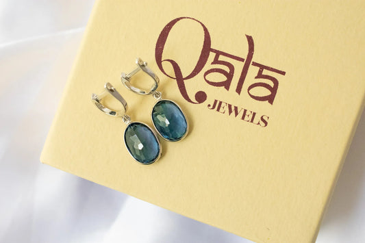 London Blue Topaz Drop Earrings in 925 Silver – Handmade Everyday Gemstone Jewelry