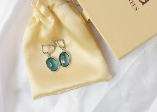 London Blue Topaz Drop Earrings in 925 Silver – Handmade Everyday Gemstone Jewelry