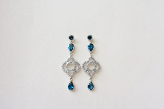 London Blue Topaz Chandelier Earrings in 925 Silver – Statement Gemstone Jewelry