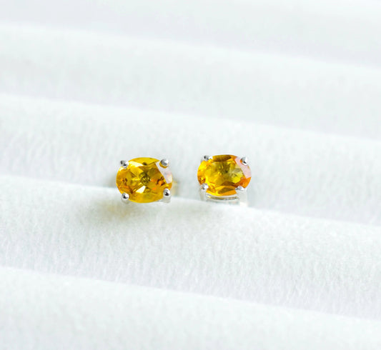 Square-Cut Citrine Stud Earrings in 925 Silver – Everyday Statement Gemstone Jewelry