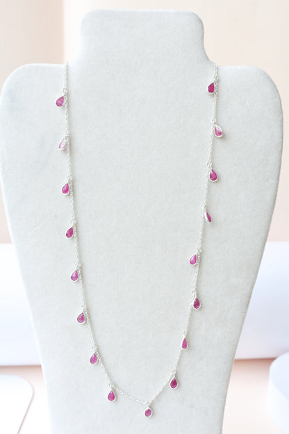 Ruby Pendant Necklace in 925 Silver | Fine Chain
