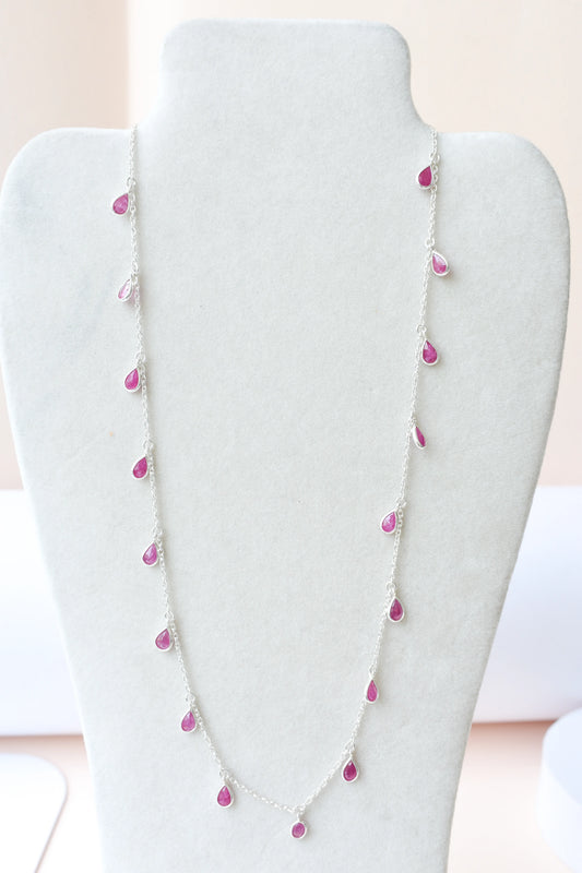 Ruby Pendant Necklace in 925 Silver | Fine Chain