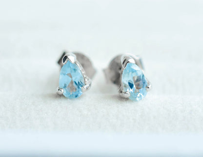 Square-Cut Blue Topaz Stud Earrings in 925 Silver – Everyday Fine Gemstone Jewelry