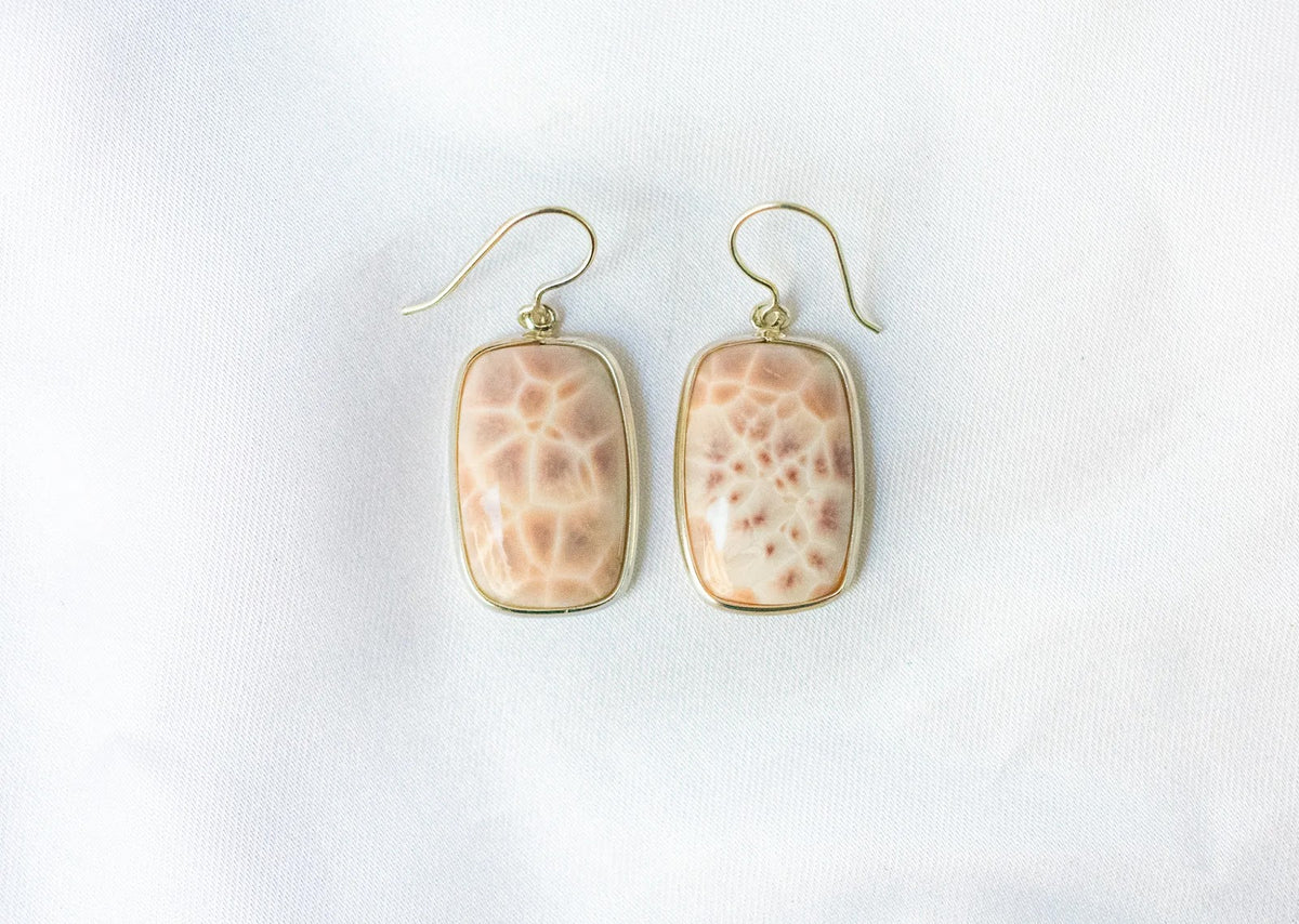 Pink Opal Drop Earrings in 925 Silver – Handmade Everyday Fine Jewelry