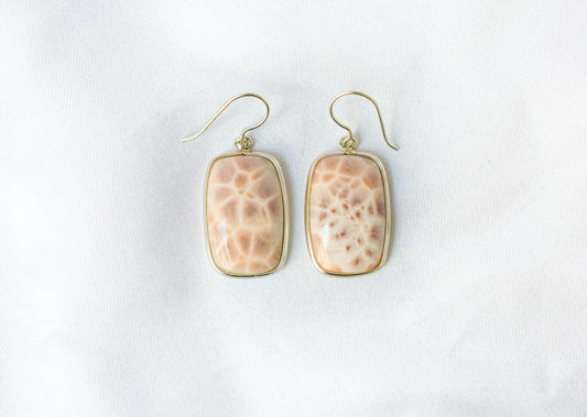 Pink Opal Drop Earrings in 925 Silver – Handmade Everyday Fine Jewelry