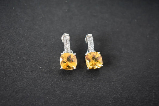 Citrine Bar-Top Drop Earrings in 925 Silver – Designer Everyday Gemstone Jewelry
