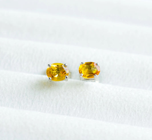 Square-Cut Citrine Stud Earrings in 925 Silver – Everyday Statement Gemstone Jewelry