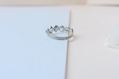 Rutilated quartz eternity band ring in 925 silver