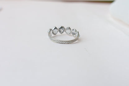 Rutilated quartz eternity band ring in 925 silver