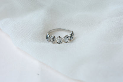 Rutilated quartz eternity band ring in 925 silver