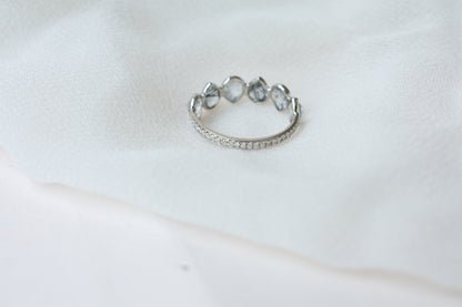 Rutilated quartz eternity band ring in 925 silver