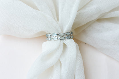 Sky blue topaz double row marquise eternity ring in 925 silver