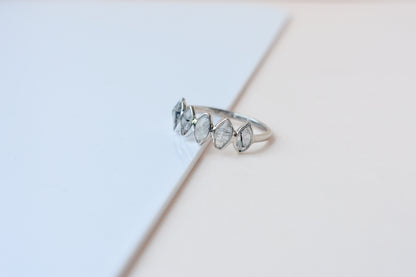 Marquise-cut rutilated quartz eternity ring in 925 silver