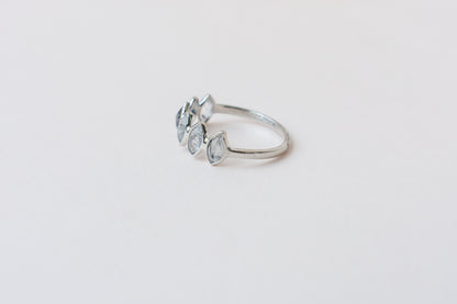 Marquise-cut rutilated quartz eternity ring in 925 silver