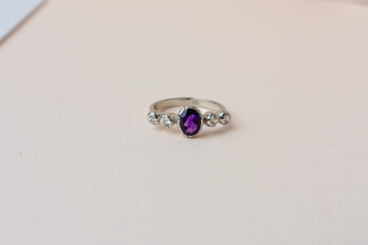 Amethyst five stone ring in 925 silver