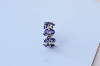Multi gemstone marquise eternity ring in 925 silver with amethyst, garnet, and citrine-toned stones