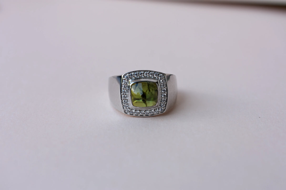 Cushion-cut multi sapphire ring in 925 silver with cubic zirconia halo