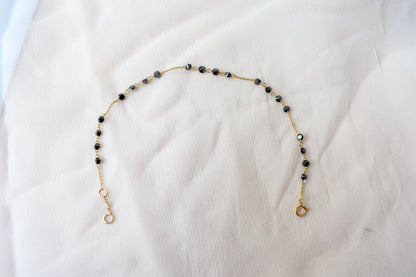 18K gold bracelet with clustered black diamond beads