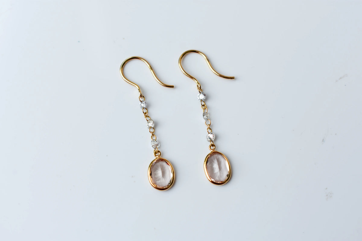 18K gold drop earrings with morganite an