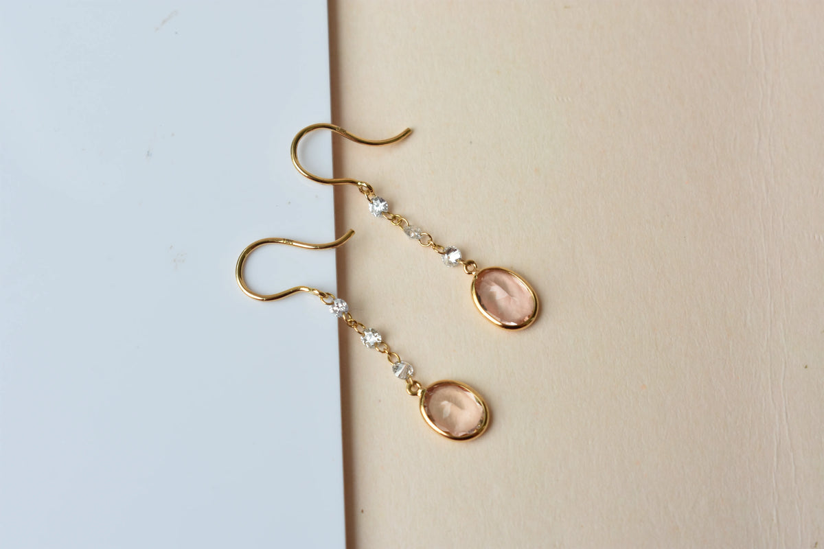 18K gold drop earrings with morganite an