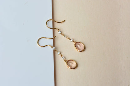 18K gold drop earrings with morganite an