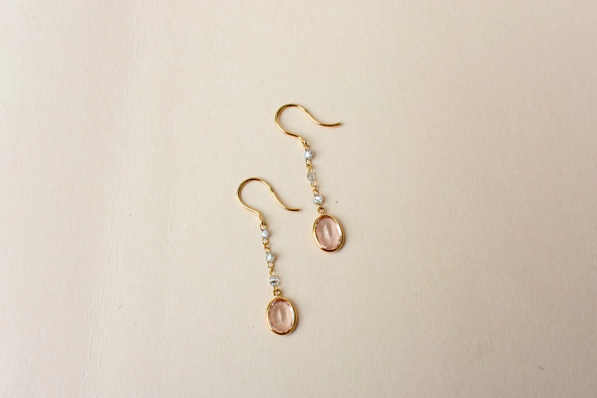 18K gold drop earrings with morganite an