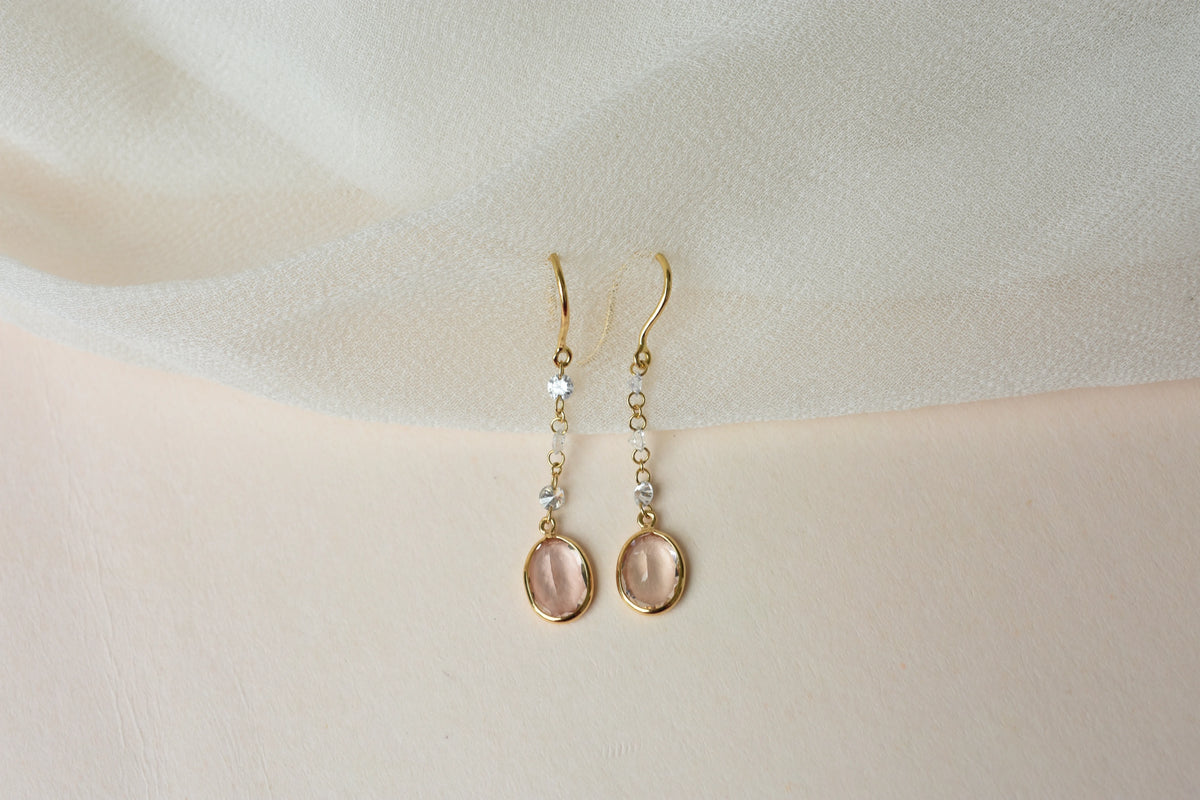 18K gold drop earrings with morganite an