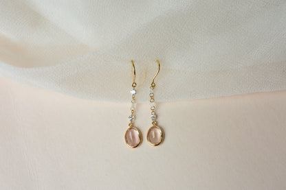 18K gold drop earrings with morganite an